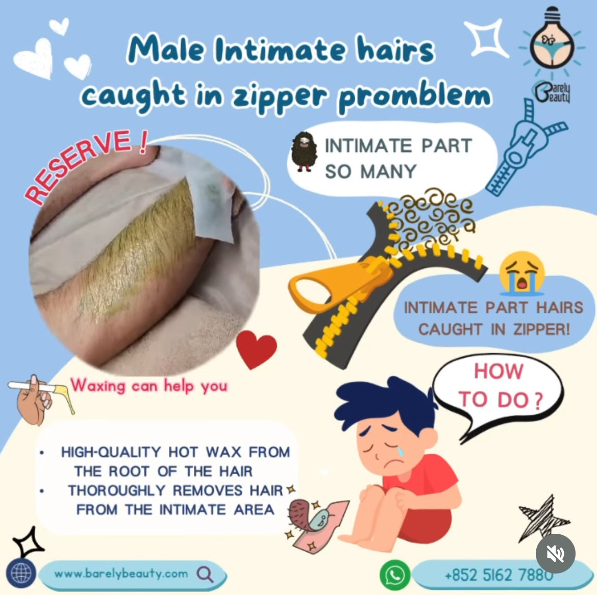 Men's Intimate Part Hair Stuck in Zipper Barely Beauty International